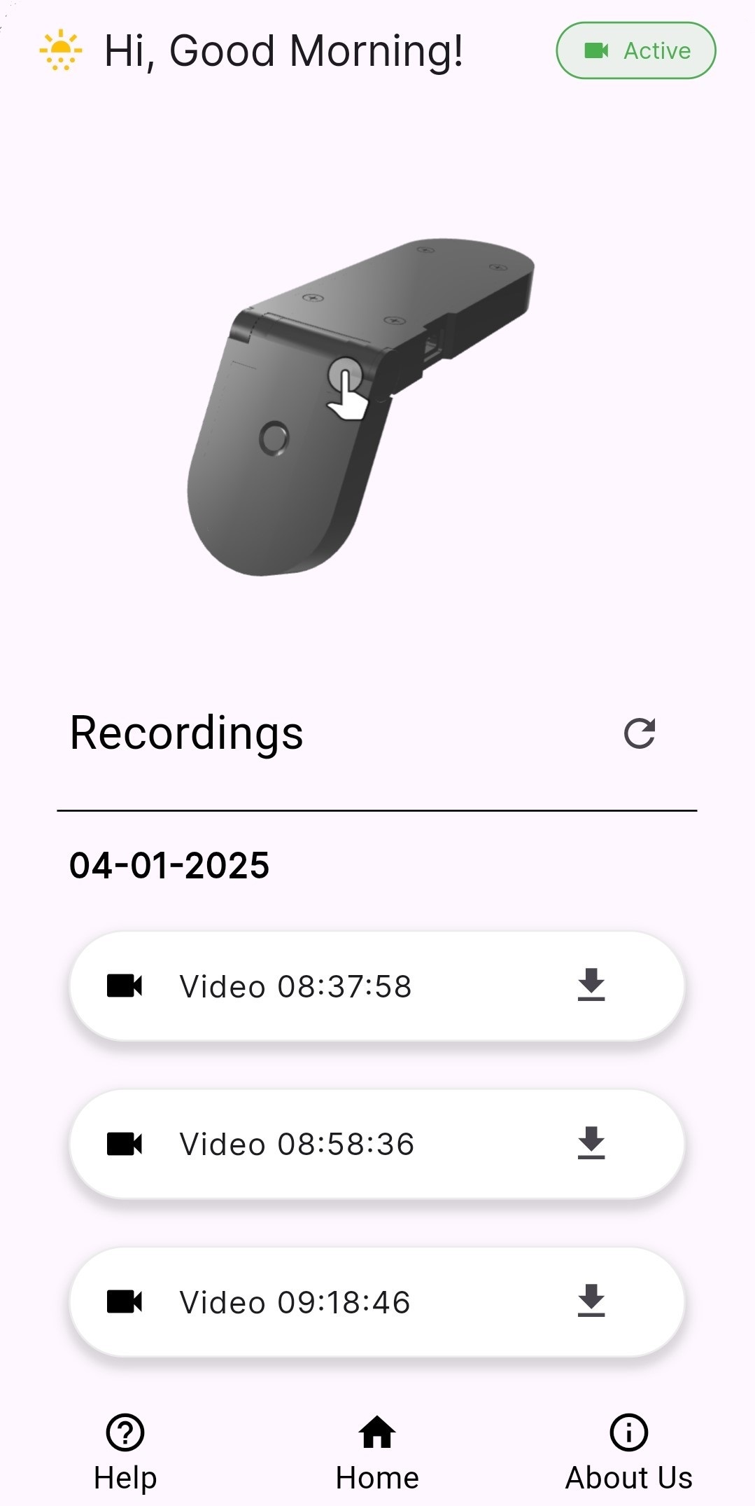 Dashboard Camera App Interface